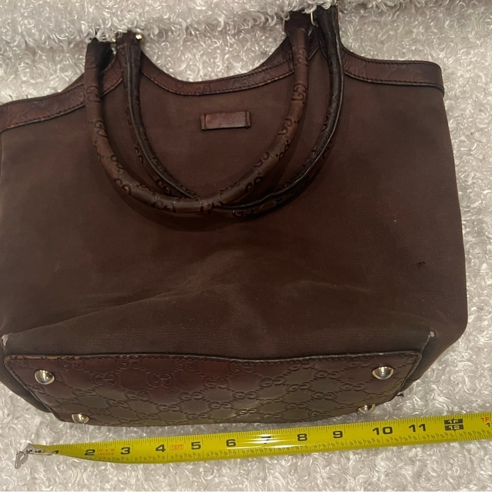 GUCCI Shoulder Bag Tote 279153 Canvas Leather Trim - Picture 15 of 15